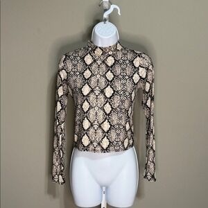 Olivia Rae Snake Print Mock Neck Top  S Long‎ Sleeve Edgy Statement Y2K Revival